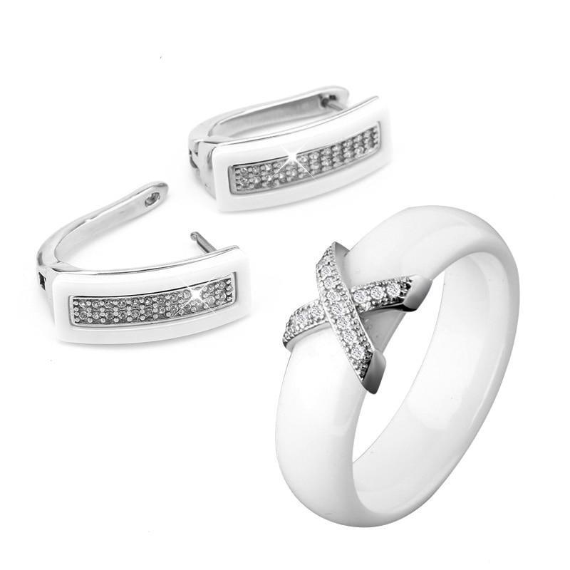 Cubic Zircon Ring And Earring Set