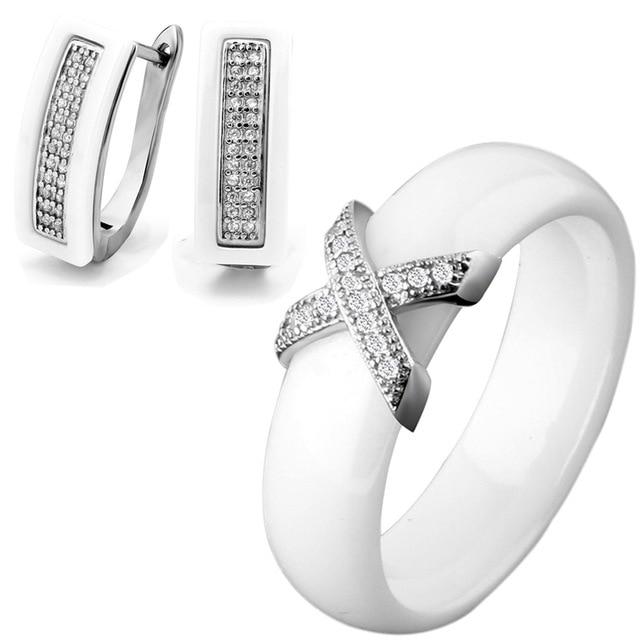 Cubic Zircon Ring And Earring Set - EZdeels