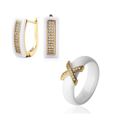 Cubic Zircon Ring And Earring Set - EZdeels