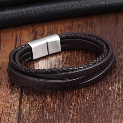 Stainless Steel Leather Bracelet - EZdeels