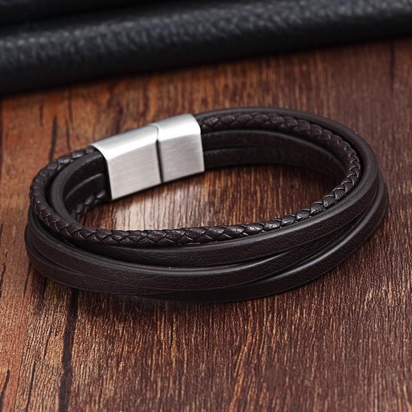 Stainless Steel Leather Bracelet