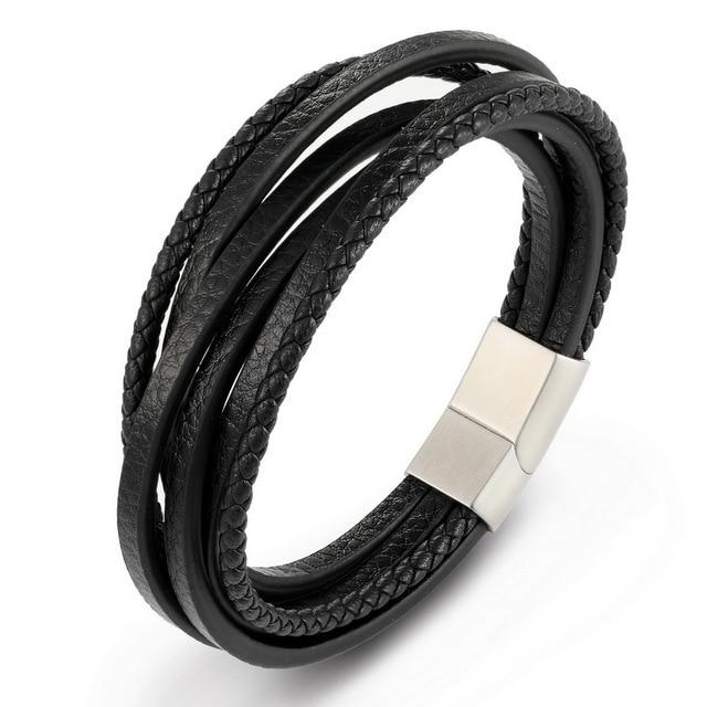 Stainless Steel Leather Bracelet - EZdeels