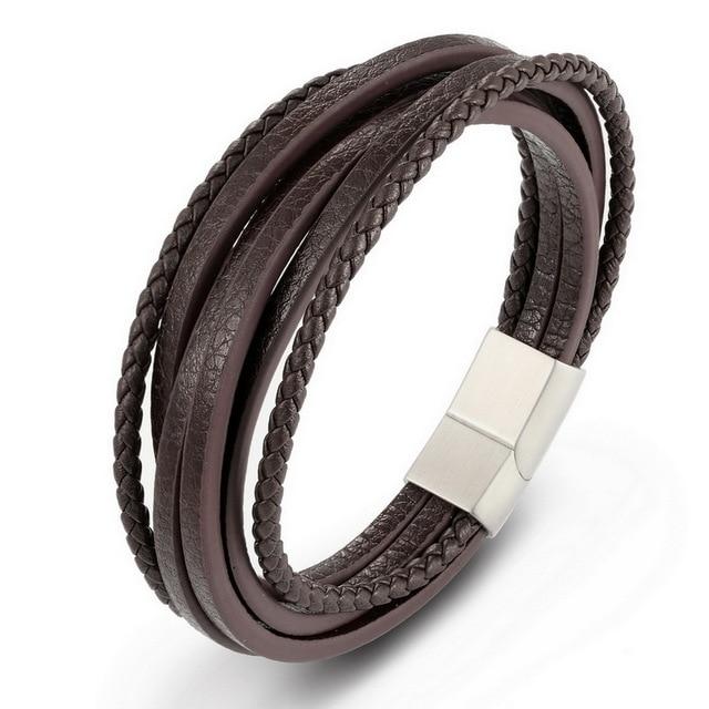 Stainless Steel Leather Bracelet