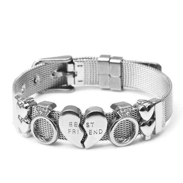 Love Heart Beaded Mesh Bracelet - EZdeels