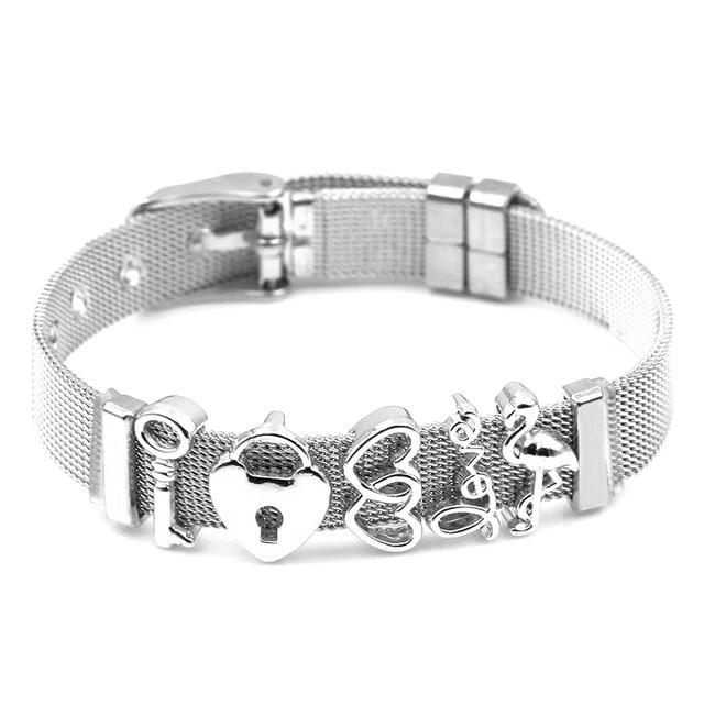 Love Heart Beaded Mesh Bracelet - EZdeels