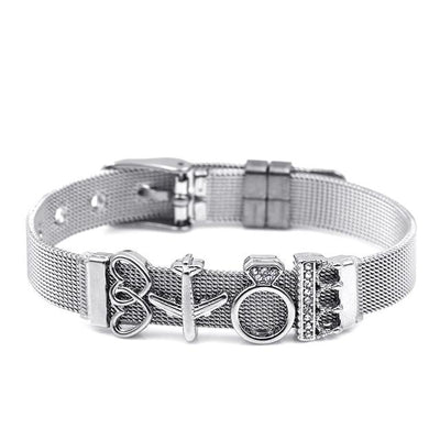 Love Heart Beaded Mesh Bracelet - EZdeels