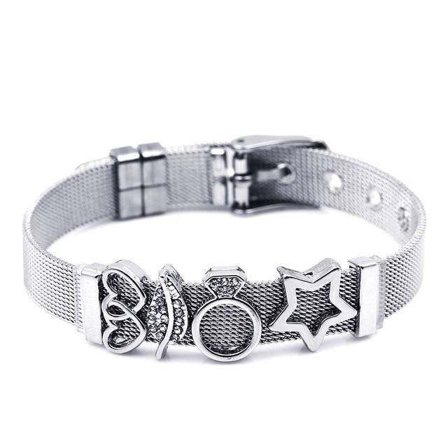 Love Heart Beaded Mesh Bracelet - EZdeels