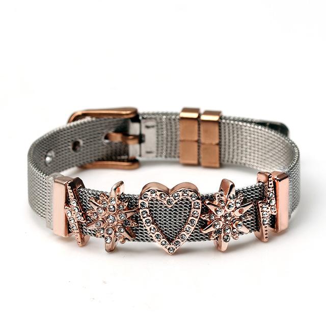 Love Heart Beaded Mesh Bracelet - EZdeels