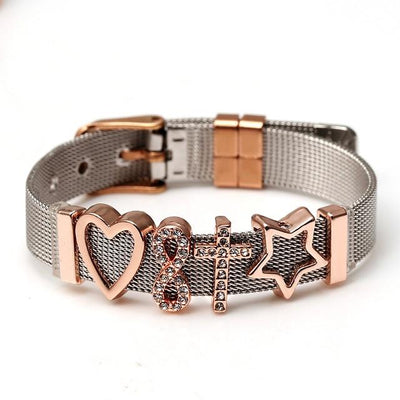 Love Heart Beaded Mesh Bracelet - EZdeels